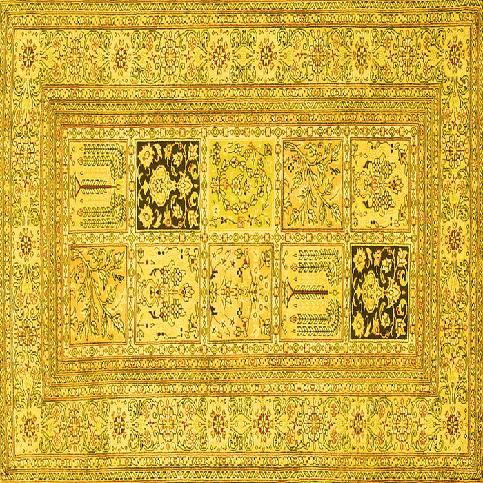 Square Machine Washable Persian Yellow Traditional Rug, wshtr1024yw