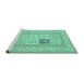 Sideview of Machine Washable Persian Turquoise Traditional Area Rugs, wshtr1024turq