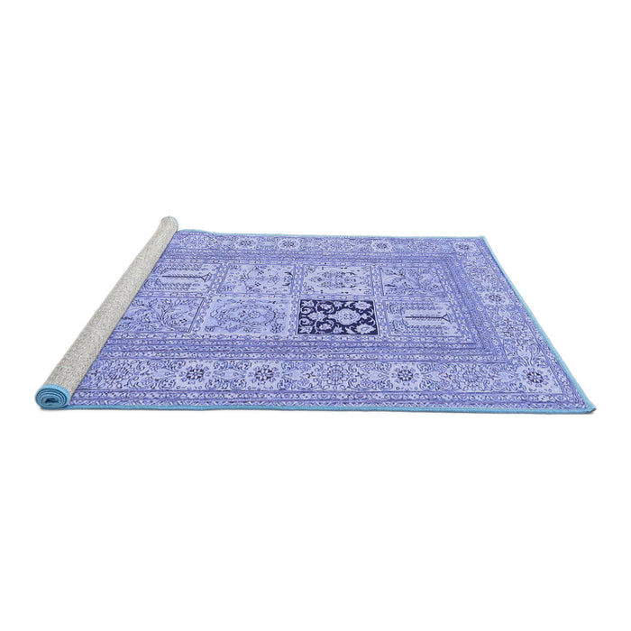Sideview of Machine Washable Persian Blue Traditional Rug, wshtr1024blu