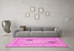 Machine Washable Persian Pink Traditional Rug in a Living Room, wshtr1024pnk