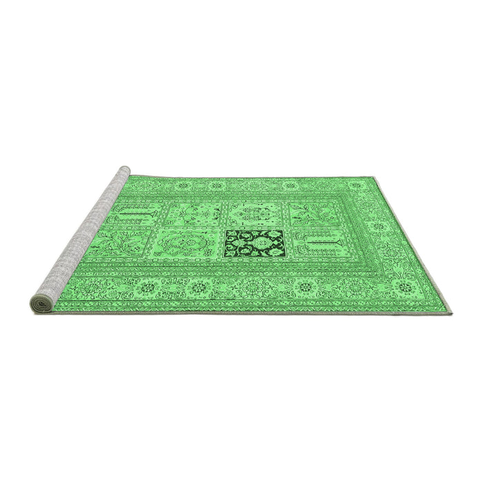 Sideview of Machine Washable Persian Emerald Green Traditional Area Rugs, wshtr1024emgrn