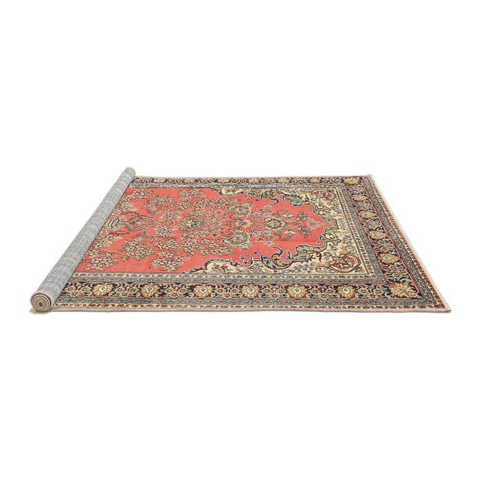Sideview of Machine Washable Traditional Brown Rug, wshtr1025