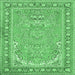 Square Machine Washable Persian Emerald Green Traditional Area Rugs, wshtr1025emgrn