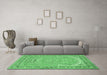 Machine Washable Persian Emerald Green Traditional Area Rugs in a Living Room,, wshtr1025emgrn