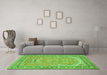 Machine Washable Persian Green Traditional Area Rugs in a Living Room,, wshtr1025grn