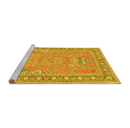 Sideview of Machine Washable Persian Yellow Traditional Rug, wshtr1025yw