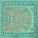 Square Machine Washable Persian Turquoise Traditional Area Rugs, wshtr1025turq