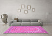 Machine Washable Persian Pink Traditional Rug in a Living Room, wshtr1025pnk