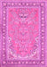 Machine Washable Persian Pink Traditional Rug, wshtr1025pnk