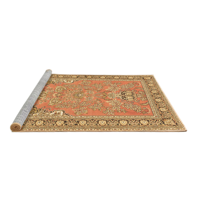 Sideview of Machine Washable Persian Brown Traditional Rug, wshtr1025brn