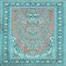 Square Machine Washable Persian Light Blue Traditional Rug, wshtr1025lblu