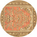 Round Persian Brown Traditional Rug, tr1025brn