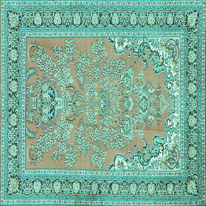 Square Persian Turquoise Traditional Rug, tr1025turq