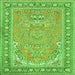 Round Machine Washable Persian Green Traditional Area Rugs, wshtr1025grn