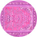 Round Persian Pink Traditional Rug, tr1025pnk