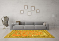 Machine Washable Persian Yellow Traditional Rug, wshtr1025yw