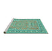 Sideview of Machine Washable Persian Turquoise Traditional Area Rugs, wshtr1025turq