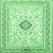 Square Medallion Emerald Green Traditional Rug, tr1026emgrn