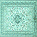 Square Medallion Turquoise Traditional Rug, tr1026turq