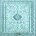 Square Medallion Light Blue Traditional Rug, tr1026lblu