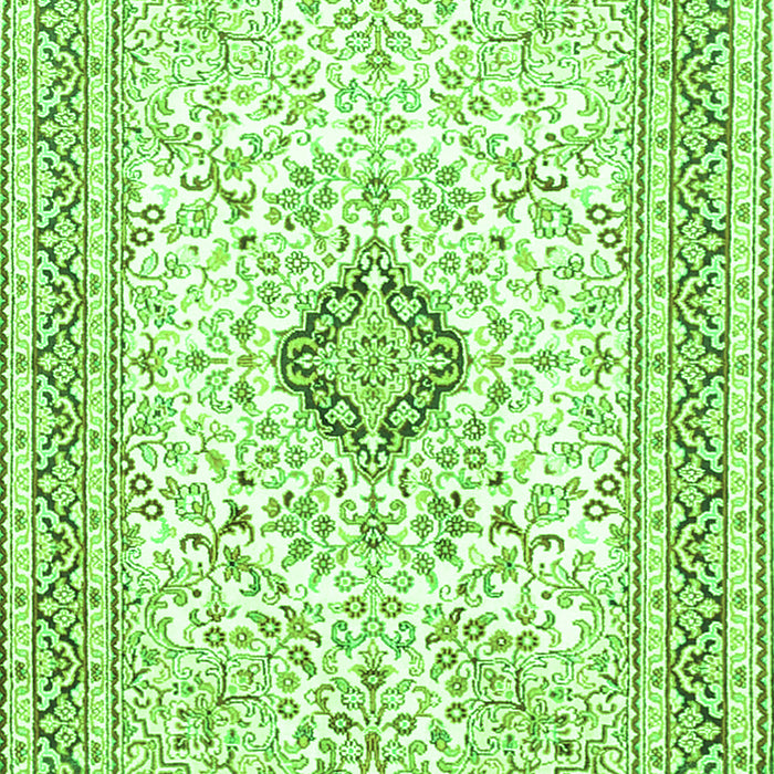 Serging Thickness of Machine Washable Medallion Green Traditional Area Rugs, wshtr1026grn