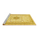 Sideview of Machine Washable Medallion Yellow Traditional Rug, wshtr1026yw