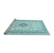 Sideview of Machine Washable Medallion Light Blue Traditional Rug, wshtr1026lblu