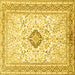 Square Medallion Yellow Traditional Rug, tr1026yw