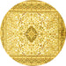 Round Medallion Yellow Traditional Rug, tr1026yw