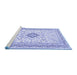 Sideview of Machine Washable Medallion Blue Traditional Rug, wshtr1026blu