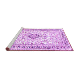Sideview of Machine Washable Medallion Purple Traditional Area Rugs, wshtr1026pur