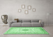 Machine Washable Medallion Emerald Green Traditional Area Rugs in a Living Room,, wshtr1026emgrn