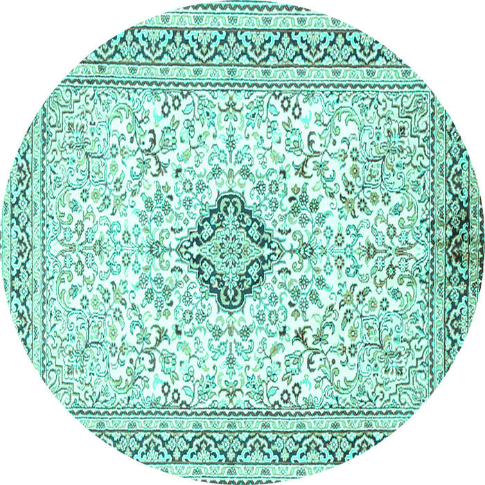 Round Medallion Turquoise Traditional Rug, tr1026turq