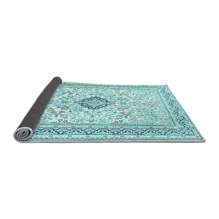 Sideview of Medallion Light Blue Traditional Rug, tr1026lblu