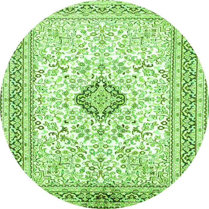 Square Medallion Green Traditional Rug, tr1026grn