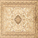 Square Machine Washable Medallion Brown Traditional Rug, wshtr1026brn