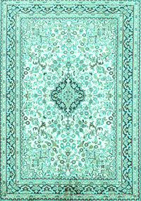 Medallion Turquoise Traditional Rug, tr1026turq