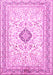 Machine Washable Medallion Pink Traditional Rug, wshtr1026pnk