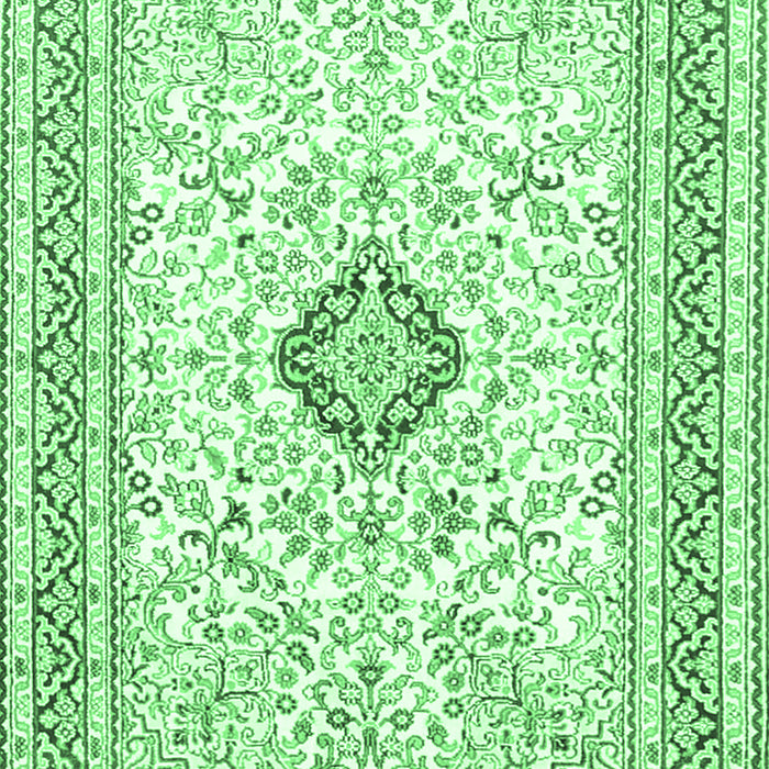 Machine Washable Medallion Emerald Green Traditional Area Rugs, wshtr1026emgrn