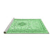 Sideview of Machine Washable Medallion Emerald Green Traditional Area Rugs, wshtr1026emgrn