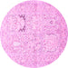 Round Animal Pink Traditional Rug, tr1027pnk