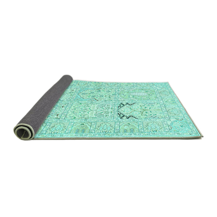 Sideview of Animal Turquoise Traditional Rug, tr1027turq