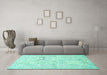 Machine Washable Animal Turquoise Traditional Area Rugs in a Living Room,, wshtr1027turq