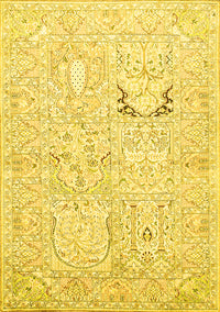 Animal Yellow Traditional Rug, tr1027yw