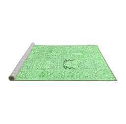 Sideview of Machine Washable Animal Emerald Green Traditional Area Rugs, wshtr1027emgrn