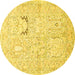 Round Machine Washable Animal Yellow Traditional Rug, wshtr1027yw