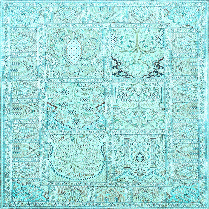 Square Machine Washable Animal Light Blue Traditional Rug, wshtr1027lblu