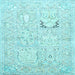 Square Machine Washable Animal Light Blue Traditional Rug, wshtr1027lblu