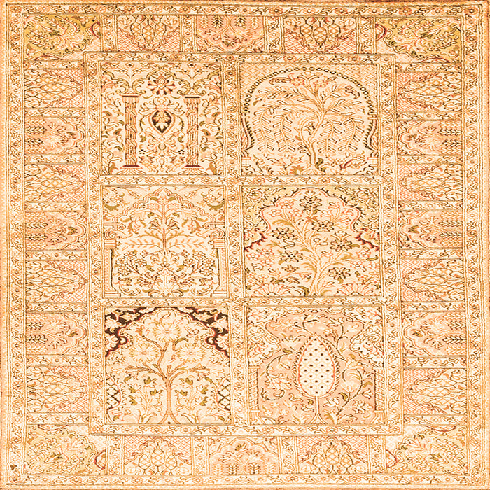 Round Machine Washable Animal Orange Traditional Area Rugs, wshtr1027org