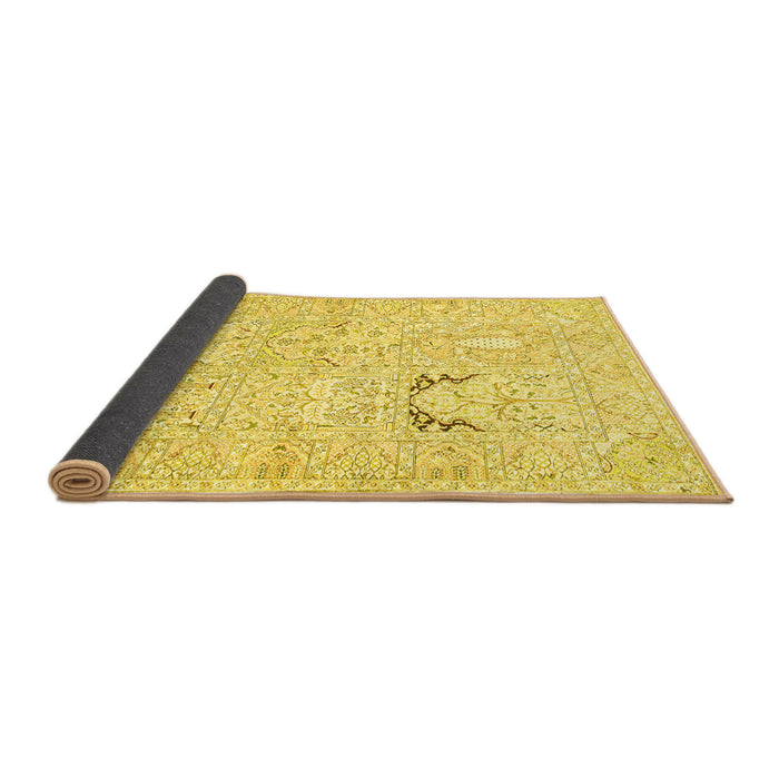 Sideview of Animal Yellow Traditional Rug, tr1027yw
